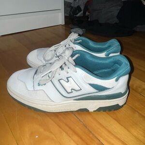 New Balance White and Teal Athletic Shoes